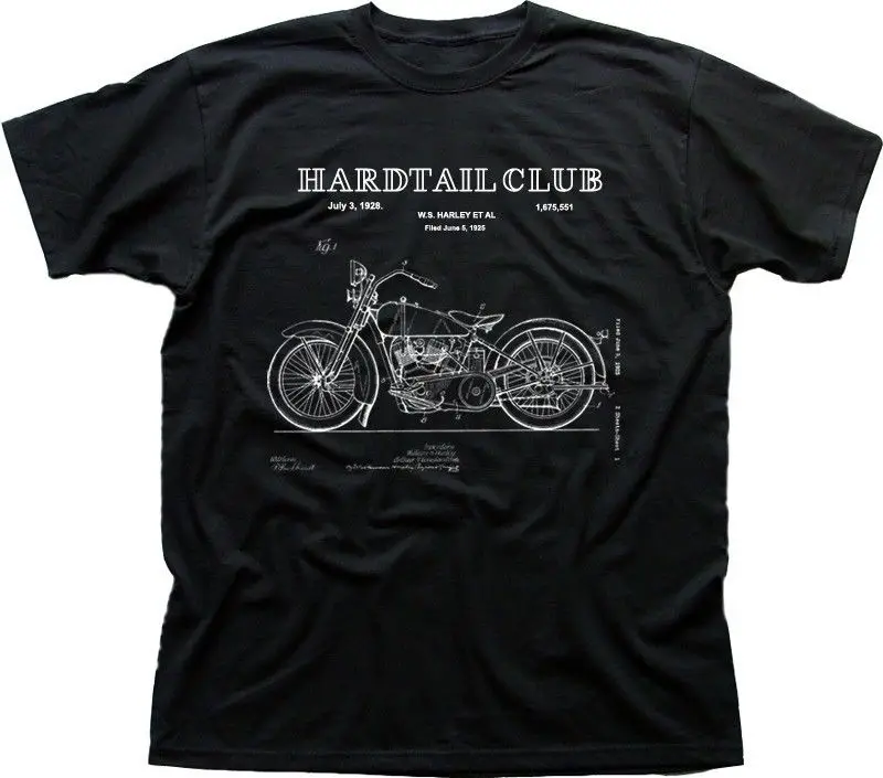 Мужская черная футболка в байкерском стиле Hardtail Custom Chopper Club хлопковая с коротким