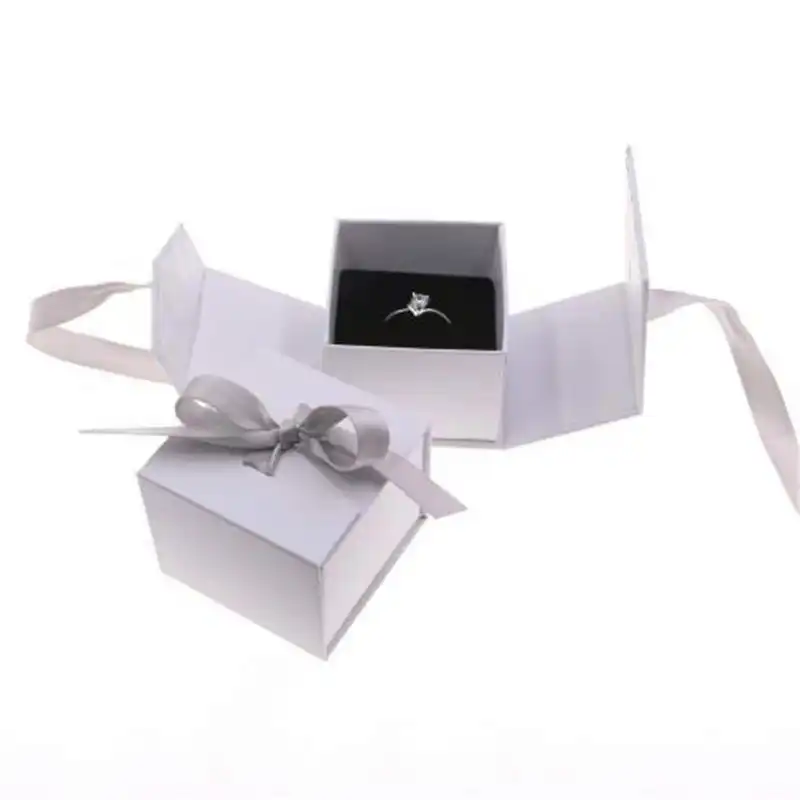 fashion jewelry gift box bow ribbon paper case for ring necklace