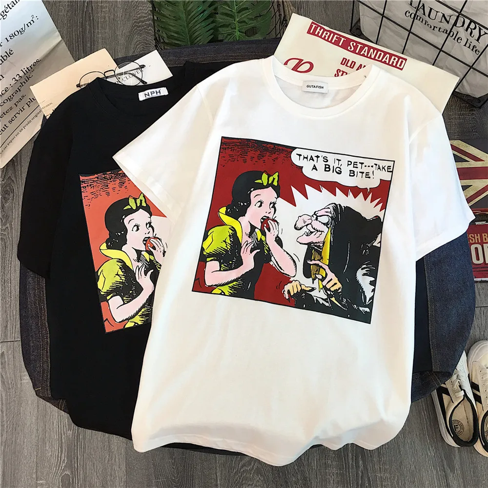 harajuku cartoon Character Printed All Match t shirt Fashion summer Short Sleeve tshirt Female Cute student black white top Tees
harajuku cartoon Character Printed All Match t shirt Fashion summer Short Sleeve tshirt Female Cute student black white top Tees
