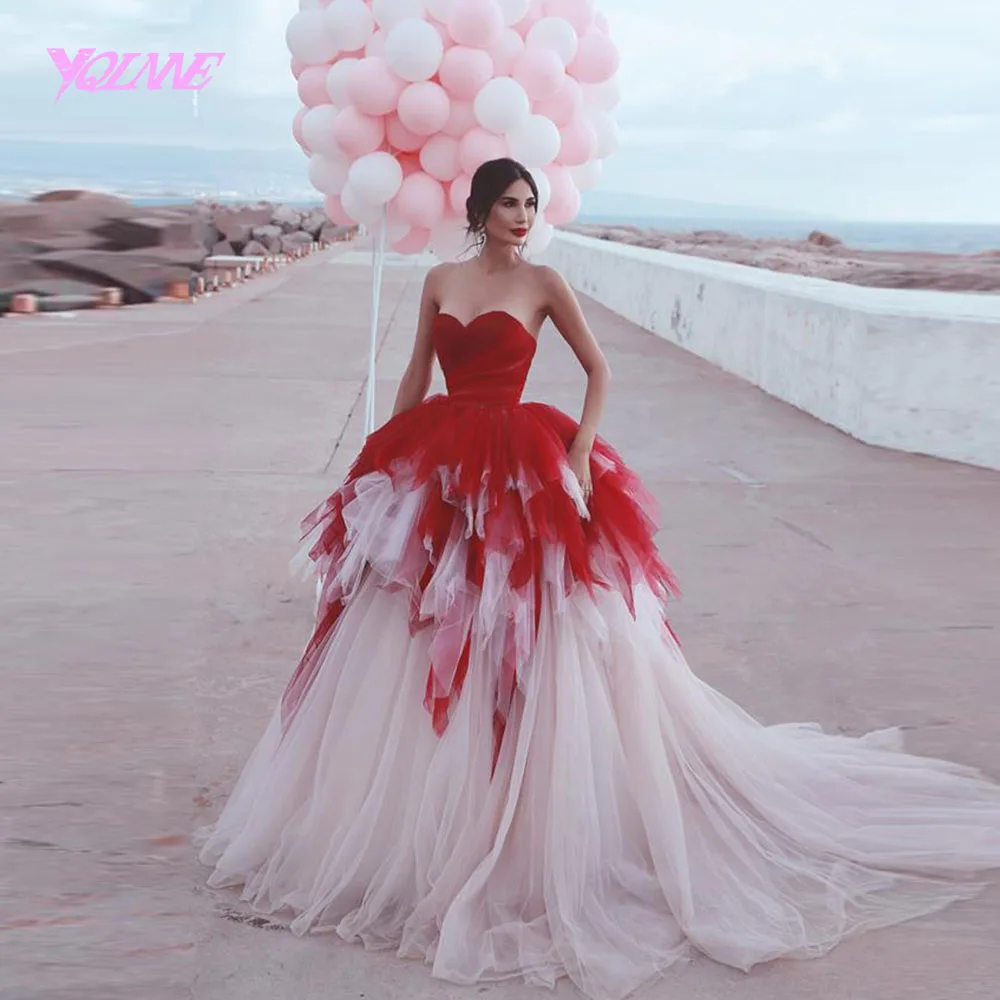 2019 Red Ball Gown Princess Wedding Dress Sweetheart Contrast Color Tulle Lace Up Bridal Gown Dresses Vestido de Noiva YQLNNE
2019 Red Ball Gown Princess Wedding Dress Sweetheart Contrast Color Tulle Lace Up Bridal Gown Dresses Vestido de Noiva YQLNNE