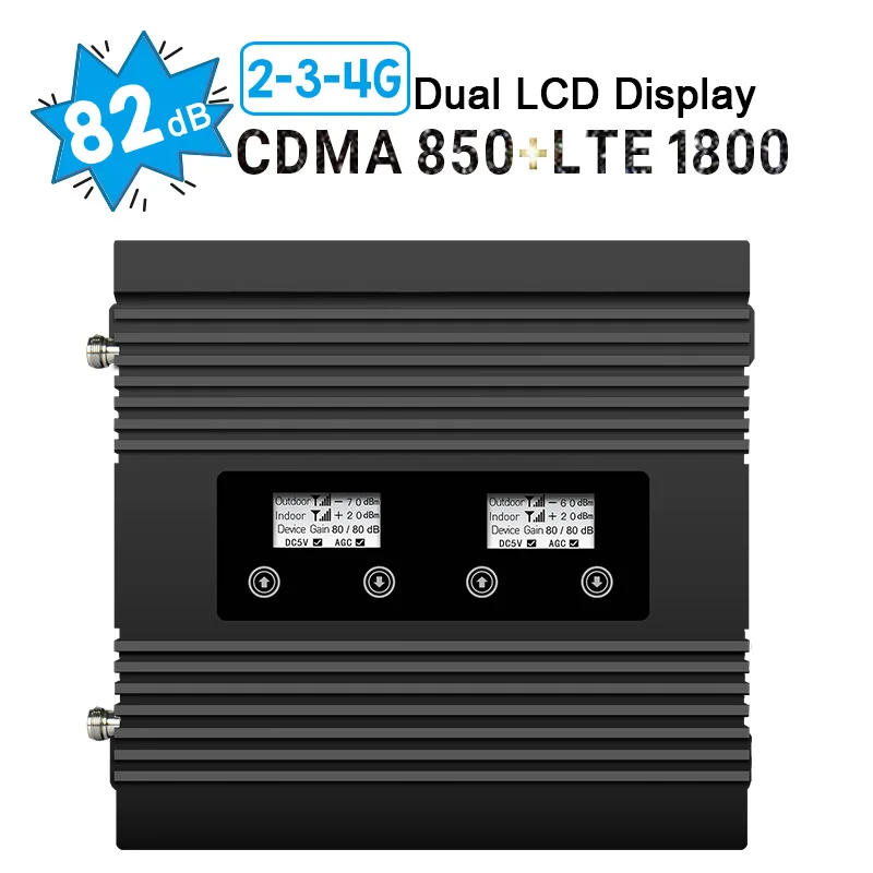 

Two LCD Display Cellular Signal Booster CDMA 850 LTE DCS 1800 Cellphone Signal Repeater Band 3 Band 5 2G 3G 4G Amplifier 82dB #