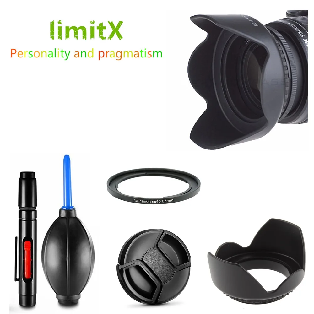 67mm Lens Hood / Cap / Cleaning pen / Air Blower Pump / Adapter Ring for Canon Powershot SX50 SX40 SX30 SX20 HS Digital Camera
67mm Lens Hood / Cap / Cleaning pen / Air Blower Pump / Adapter Ring for Canon Powershot SX50 SX40 SX30 SX20 HS Digital Camera