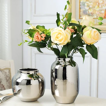 Europe Electroplate Silver Ceramic Vase Flower Arrangement Artwork Vases tabletop cylinder large vase Home Decoration Vase
Europe Electroplate Silver Ceramic Vase Flower Arrangement Artwork Vases tabletop cylinder large vase Home Decoration Vase