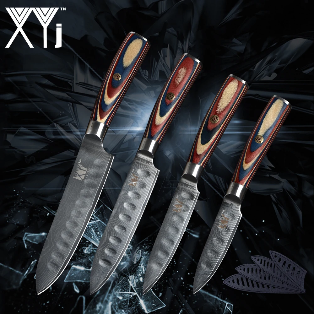XYj 4 Piece Set Kitchen Knives VG10 Damasucs Steel Blade Color Wood Handle Knives Japanese Style Fish Fruit Cooking Accessories
XYj 4 Piece Set Kitchen Knives VG10 Damasucs Steel Blade Color Wood Handle Knives Japanese Style Fish Fruit Cooking Accessories