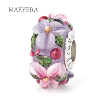 MAEYERA Jewelry Real S925 Core Pink - Violet Stereo Petals Murano Glass Beads Fit European Charm Jewelry 920340 
MAEYERA Jewelry Real S925 Core Pink - Violet Stereo Petals Murano Glass Beads Fit European Charm Jewelry 920340