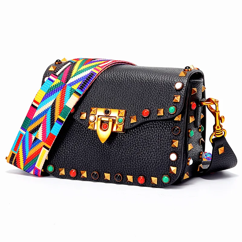 2018 women's Genuine Leather color rivet small square bag women leather handbag female cowhide oblique satchel wide shoulder bag
2018 women's Genuine Leather color rivet small square bag women leather handbag female cowhide oblique satchel wide shoulder bag