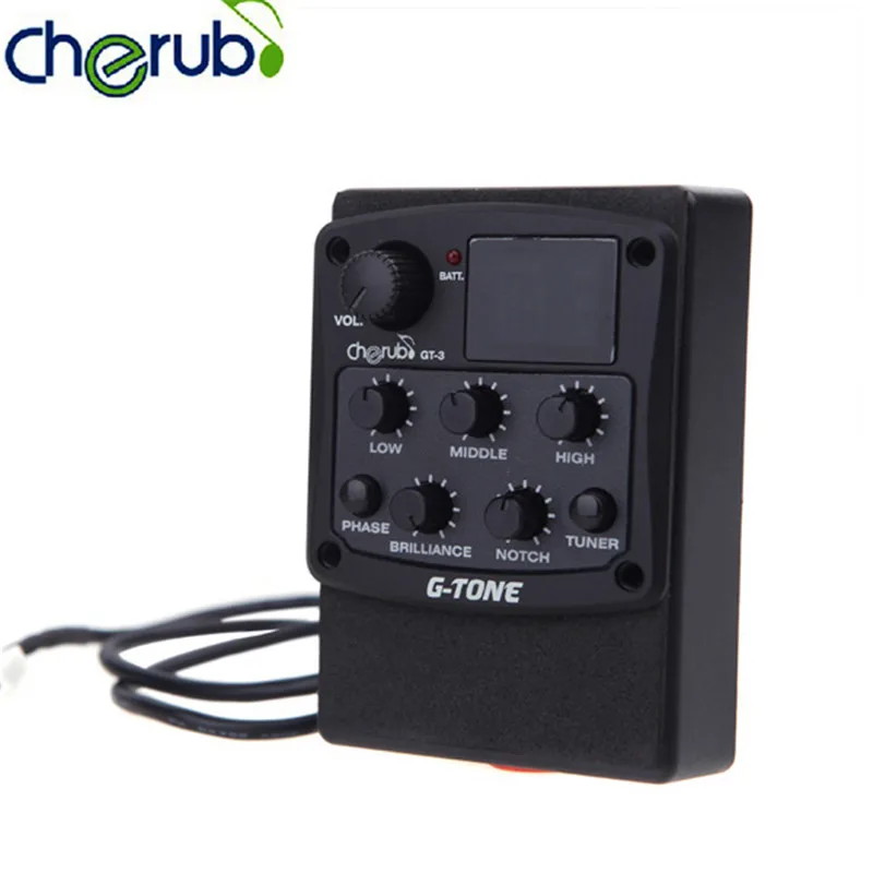 Cherub GT-3 Acoustic Guitar Preamp Pickup 4-Band EQ With Chromatic Tuner Feedback-Fighting Notch And Phase Effect
Cherub GT-3 Acoustic Guitar Preamp Pickup 4-Band EQ With Chromatic Tuner Feedback-Fighting Notch And Phase Effect