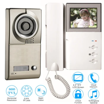 CUSAM 4.3" Wired Video Door Phone Doorbell Intercom System Two-way Audio Handset 800TVL Camera IR Night Vision Unlock
CUSAM 4.3" Wired Video Door Phone Doorbell Intercom System Two-way Audio Handset 800TVL Camera IR Night Vision Unlock