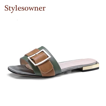 Lady Slip-on Slides Open Toe Belt Buckle Slacker Slipper Color Match Comfortable Open Toe Flip Flops 2020 Summer New Casual Shoe
Lady Slip-on Slides Open Toe Belt Buckle Slacker Slipper Color Match Comfortable Open Toe Flip Flops 2020 Summer New Casual Shoe