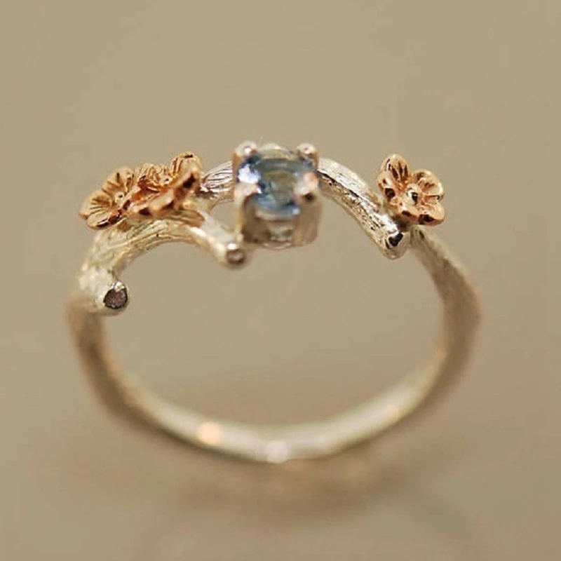 Cute Flower Plum Blossom Ring Rose Gold Rings For Women Romantic Wedding Blue Crystal CZ Love Gifts Jewelry
Cute Flower Plum Blossom Ring Rose Gold Rings For Women Romantic Wedding Blue Crystal CZ Love Gifts Jewelry