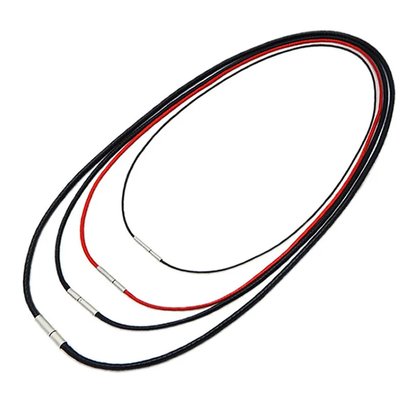 

1.0/1.5/2.0mm Black/Brown/Red Leather Cord Wax Rope Necklace Chain 50cm Stainless Steel Clasp Chain DIY Necklace String Z831