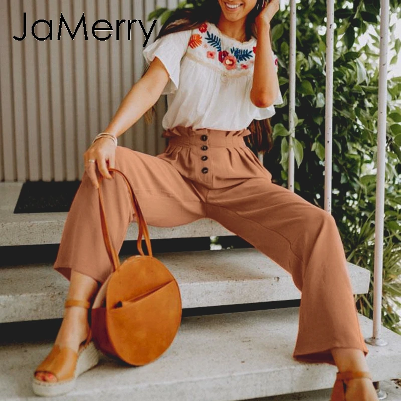 JaMerry Ruffled elastic high waist button women pants Casual solid streetwear female trousers Office ladies blazer botttom pants
JaMerry Ruffled elastic high waist button women pants Casual solid streetwear female trousers Office ladies blazer botttom pants