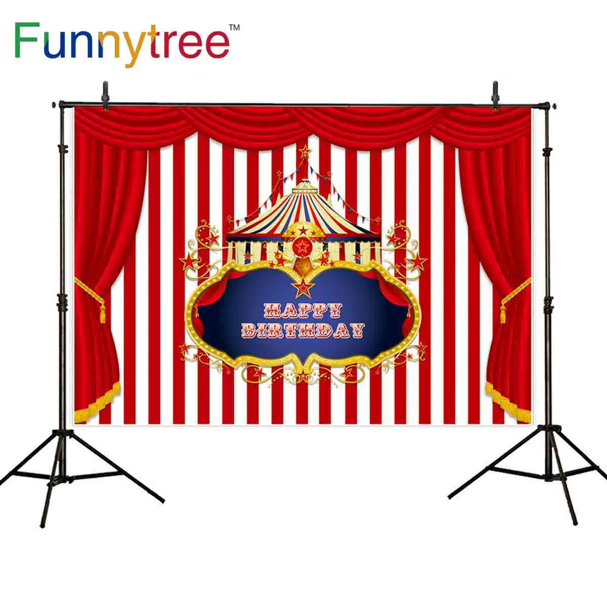Funnytree backdrop for photographic studio circus theme birthday party curtain stripes children background photobooth photocall |