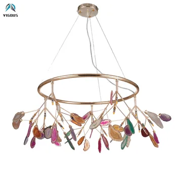 Luxury Colorful Natural Agate G4 Luminarias Led Chandelier Foyer Hangling Metal Chandelier Lighting Indoor Lamp Fixtures
Luxury Colorful Natural Agate G4 Luminarias Led Chandelier Foyer Hangling Metal Chandelier Lighting Indoor Lamp Fixtures