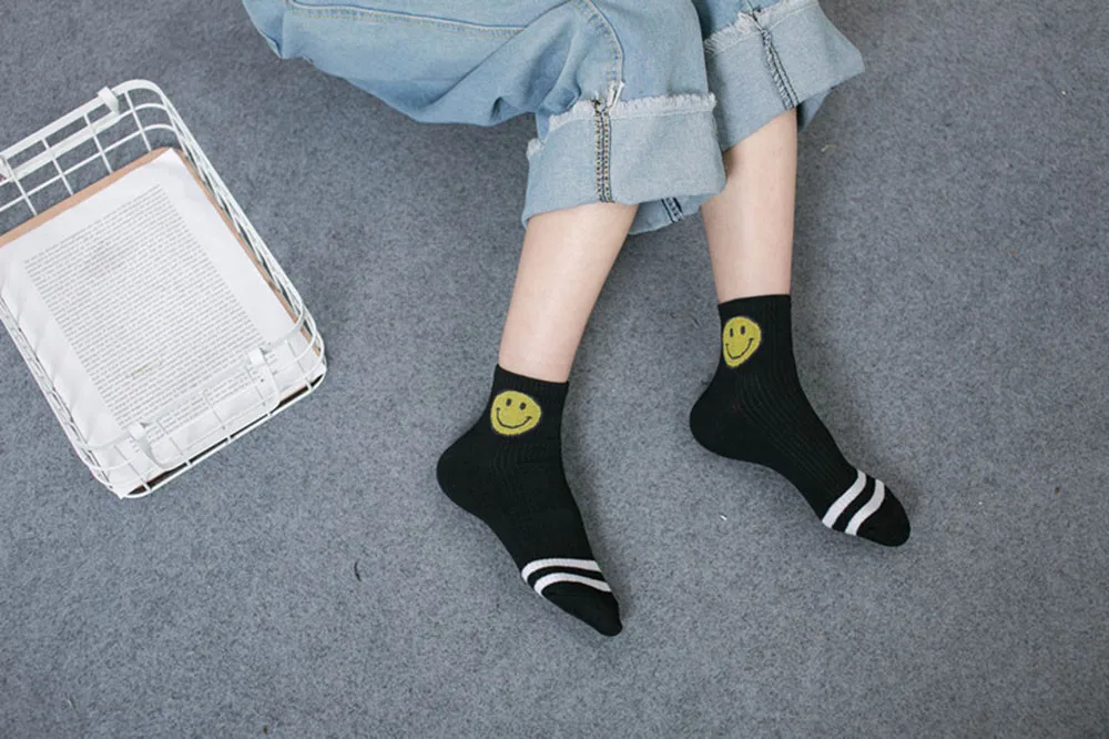 New Arrival Fashion Hot Sales Woman's Socks Unisex Warm Cool Casual Cotton Smile Ankle | Женская одежда