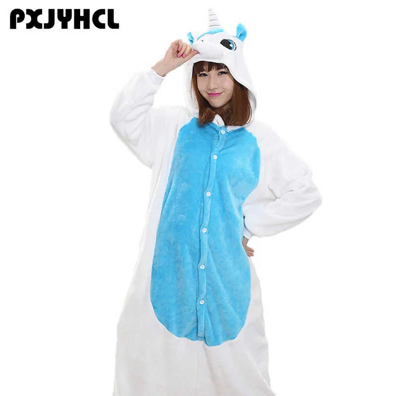 

Kigurumi Onesie Adult Women Animal Blue Unicorn Cosplay Costume Kid Soft Nightgown Jumpsuit For Girl Disguise Onepiece Pyjama