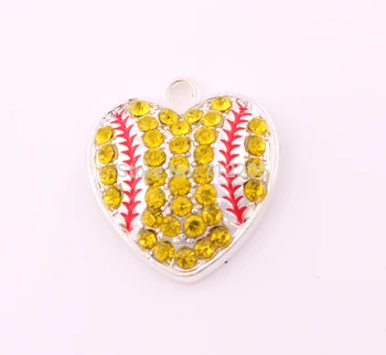 Fans Boutique Collection free shippig 20pcs silver color zinc with sparkling yellow crystals Softball Heart sports Pendant 
Fans Boutique Collection free shippig 20pcs silver color zinc with sparkling yellow crystals Softball Heart sports Pendant