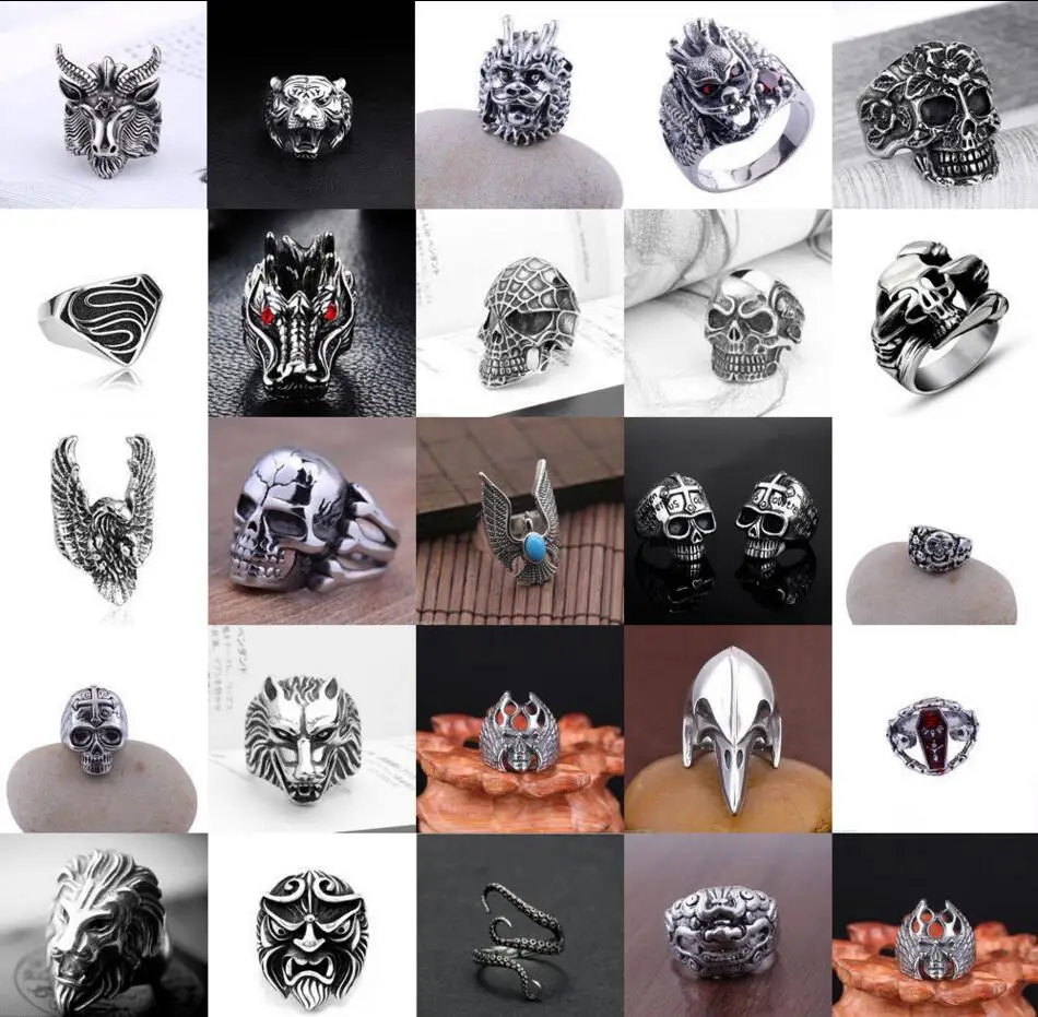 Fashion 20 models of men's stainless steel silver fashion cool gothic punk wind finger ring jewelry
Fashion 20 models of men's stainless steel silver fashion cool gothic punk wind finger ring jewelry