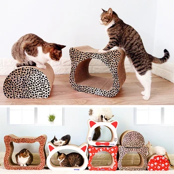 Leopard Cat Cardboard House Head Shape Corrugated Paper Cat Scratch Post Condos Cardboard Scratcher Toy for Cats Tree Climbing
Leopard Cat Cardboard House Head Shape Corrugated Paper Cat Scratch Post Condos Cardboard Scratcher Toy for Cats Tree Climbing