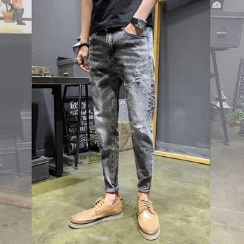 Fashion 2019 Men Jeans Hot Sale Summer Gray Casual Biker Jeans Men Ankle Length Slim Fit Denim Men's Jeans Trousers Male 34-28
Fashion 2019 Men Jeans Hot Sale Summer Gray Casual Biker Jeans Men Ankle Length Slim Fit Denim Men's Jeans Trousers Male 34-28