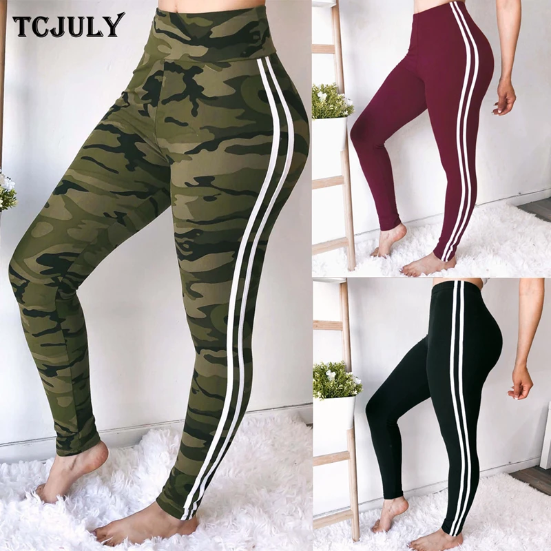 TCJULY New Design Camouflage Print Sweat Pants With Stripes For Women High Waist Push Up Leggings Pants Stretchy Casual Trousers
TCJULY New Design Camouflage Print Sweat Pants With Stripes For Women High Waist Push Up Leggings Pants Stretchy Casual Trousers