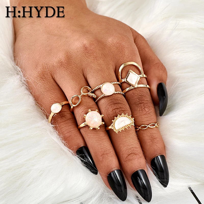 H:HYDE 7Pcs/Set Vintage Crystal Finger Ring Set Bohemian Gold Color Moon Crown Knuckle Midi Rings Women Jewelry Accessories
H:HYDE 7Pcs/Set Vintage Crystal Finger Ring Set Bohemian Gold Color Moon Crown Knuckle Midi Rings Women Jewelry Accessories