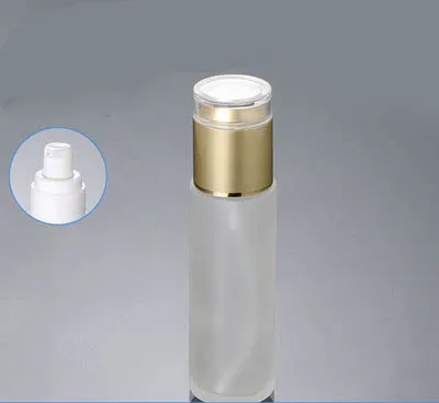 Wholesale 80 ML frost glass empty container with shiny silver press pump & gold cap , glass 80ml lotion bottle for Cosmetic
Wholesale 80 ML frost glass empty container with shiny silver press pump & gold cap , glass 80ml lotion bottle for Cosmetic