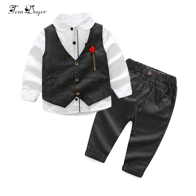 

Spring Autumn new arrive Boys clothes 3pcs long sleeve shirt +Vest+pants handsome gentleman suit hot sales Boys Clothing Sets