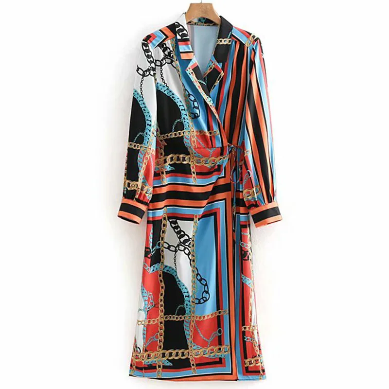 Spring 2019 Women Vintage Chain Print Dress Lady Lapel Collar Long Side Tie Closure Waist Loose Casual Long Dress XNWM8661
Spring 2019 Women Vintage Chain Print Dress Lady Lapel Collar Long Side Tie Closure Waist Loose Casual Long Dress XNWM8661