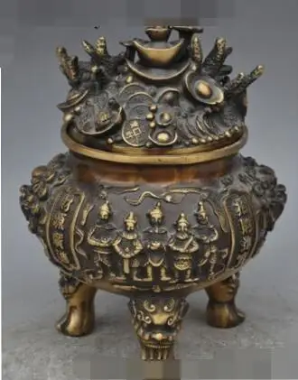 S01785 9"chinese bronze Treasure bowl Fortuna beast head statue incense burner Censer B0403
S01785 9"chinese bronze Treasure bowl Fortuna beast head statue incense burner Censer B0403