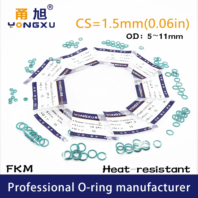 10 pcs Green Viton FKM Fluorine Rubber O Ring Oil Resistant Sealing CS1.9mm