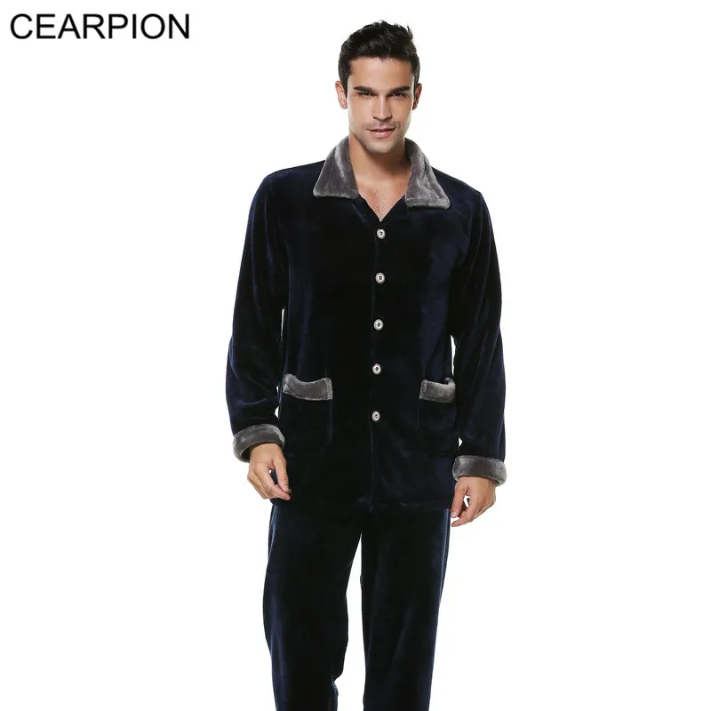 CEARPION Men Winter Warm Pajamas Suit Casual Home Clothes Flannel Long Sleeve Sleepwear Male Solid Comfortable 2PCS Nightie
CEARPION Men Winter Warm Pajamas Suit Casual Home Clothes Flannel Long Sleeve Sleepwear Male Solid Comfortable 2PCS Nightie