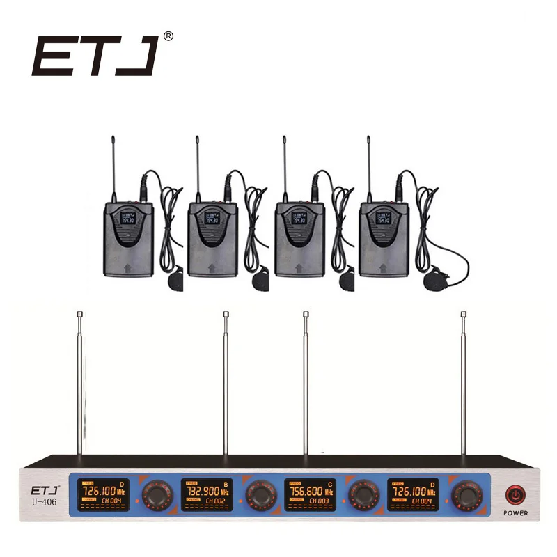 ETJ Brand Wireless Changable Handheld Bodypack Headset Lavalier Microphone Professional VHF Microphone U-406
ETJ Brand Wireless Changable Handheld Bodypack Headset Lavalier Microphone Professional VHF Microphone U-406