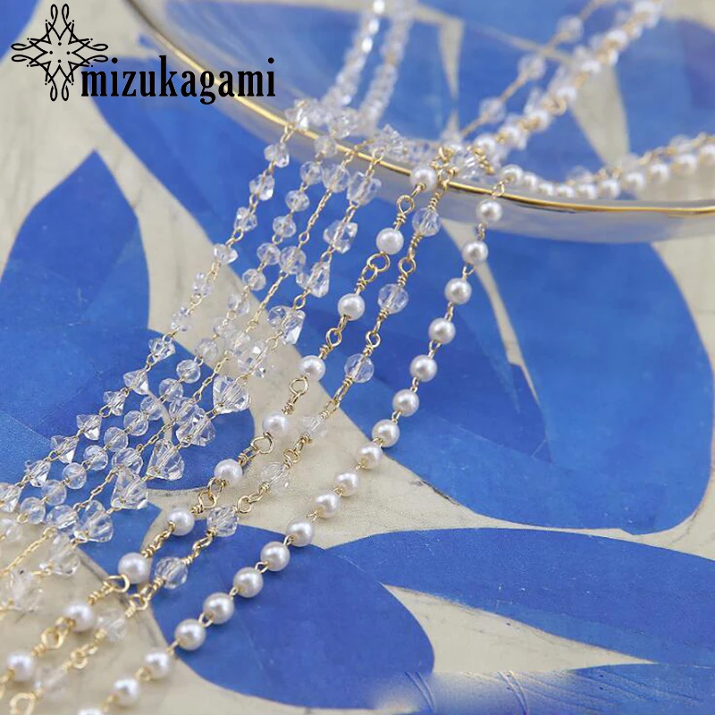 Handmade 0.5 Meter Golden Plated Pearl Crystal Tassel Chain For DIY Fashion Tassel Earrings Jewelry Making Accessories
Handmade 0.5 Meter Golden Plated Pearl Crystal Tassel Chain For DIY Fashion Tassel Earrings Jewelry Making Accessories