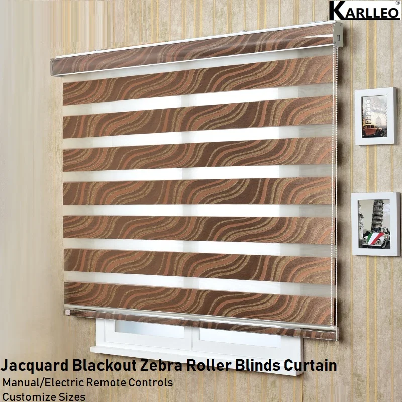 NEW Blackout Jacquard Emboss Zebra Roller Blinds Curtain (F56) Customize Size Manual or Motorize Remote Control 
NEW Blackout Jacquard Emboss Zebra Roller Blinds Curtain (F56) Customize Size Manual or Motorize Remote Control