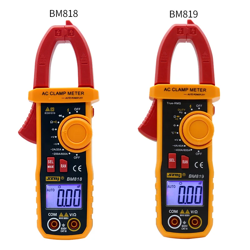 SZBJ BM818 BM819 Ammeter ACV/DCV ACA Auto Range Measurement of large capacitance NCV Digital clamp meter
SZBJ BM818 BM819 Ammeter ACV/DCV ACA Auto Range Measurement of large capacitance NCV Digital clamp meter