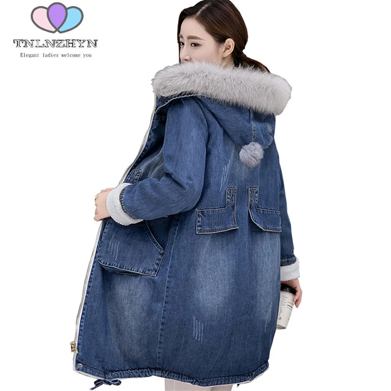 Denim Cotton Clothing Female New Winter Jacket Women Plus size Plus velvet Thick Fur collar Jacket Coat Hooded Warm Cowboy Coats
Denim Cotton Clothing Female New Winter Jacket Women Plus size Plus velvet Thick Fur collar Jacket Coat Hooded Warm Cowboy Coats