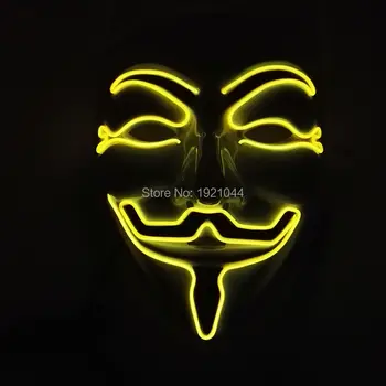 2020 New Style Yellow 10 Color Choice Cosplay Male V for Vendetta Flash El Wire Led Glowing Party Mask 3V Sound Active driver
2020 New Style Yellow 10 Color Choice Cosplay Male V for Vendetta Flash El Wire Led Glowing Party Mask 3V Sound Active driver