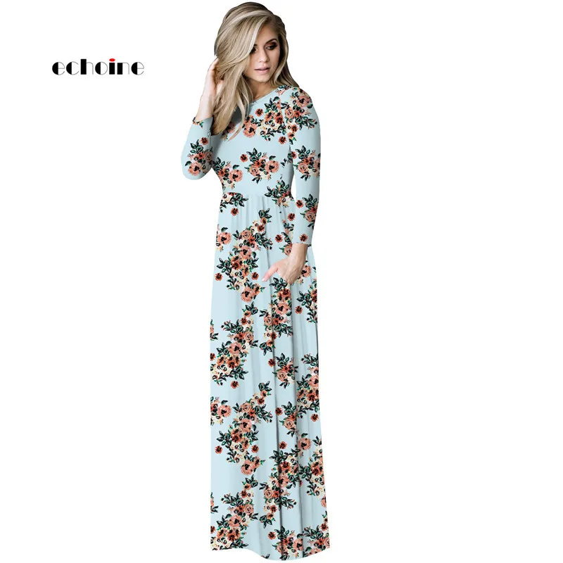 Echoine Casual Bohemian Dress Women Floral Print O-Neck Long Sleeve Loose Pocket Graceful Floor Length Female Holiday Outerwear
Echoine Casual Bohemian Dress Women Floral Print O-Neck Long Sleeve Loose Pocket Graceful Floor Length Female Holiday Outerwear