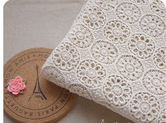 cream Cotton Lace Fabric, vintage style crochet lace fabric with round circles, retro
cream Cotton Lace Fabric, vintage style crochet lace fabric with round circles, retro