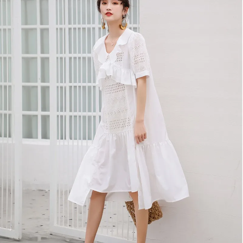 CBAFU high quality white hollow out lace dress women cute sweet short sleeve v neck asymmetrical dress summer vestidos D722
CBAFU high quality white hollow out lace dress women cute sweet short sleeve v neck asymmetrical dress summer vestidos D722