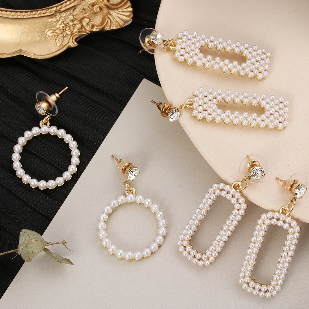 New Design Gold Metal Geometry Square Shape Ear Ring Pearl Earring Long Dangle Drop Earrings Jewelry for Women Girl Party Gift
New Design Gold Metal Geometry Square Shape Ear Ring Pearl Earring Long Dangle Drop Earrings Jewelry for Women Girl Party Gift