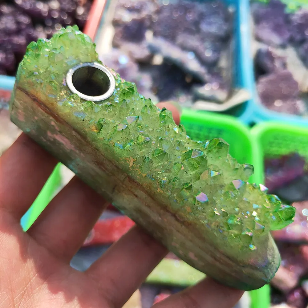 Drop shipping Natural crystal wand pipe plating quartz gemstone cluster point pipe with filter
Drop shipping Natural crystal wand pipe plating quartz gemstone cluster point pipe with filter