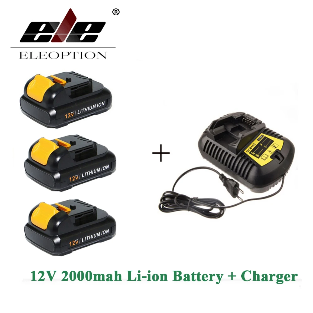 ELEOPTION 3PCS 12V 2.0Ah 2000mah MAX Li-ion Eleoption power tool Battery For Dewalt DCB120 DCD710 DCF813 DCF815 DCF610 + charger
ELEOPTION 3PCS 12V 2.0Ah 2000mah MAX Li-ion Eleoption power tool Battery For Dewalt DCB120 DCD710 DCF813 DCF815 DCF610 + charger