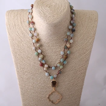 Fashion Long Knot Beads Amazonite Stones Bohemian Tribal Jewelry Crystal Flower of Life Pendant Necklace
Fashion Long Knot Beads Amazonite Stones Bohemian Tribal Jewelry Crystal Flower of Life Pendant Necklace
