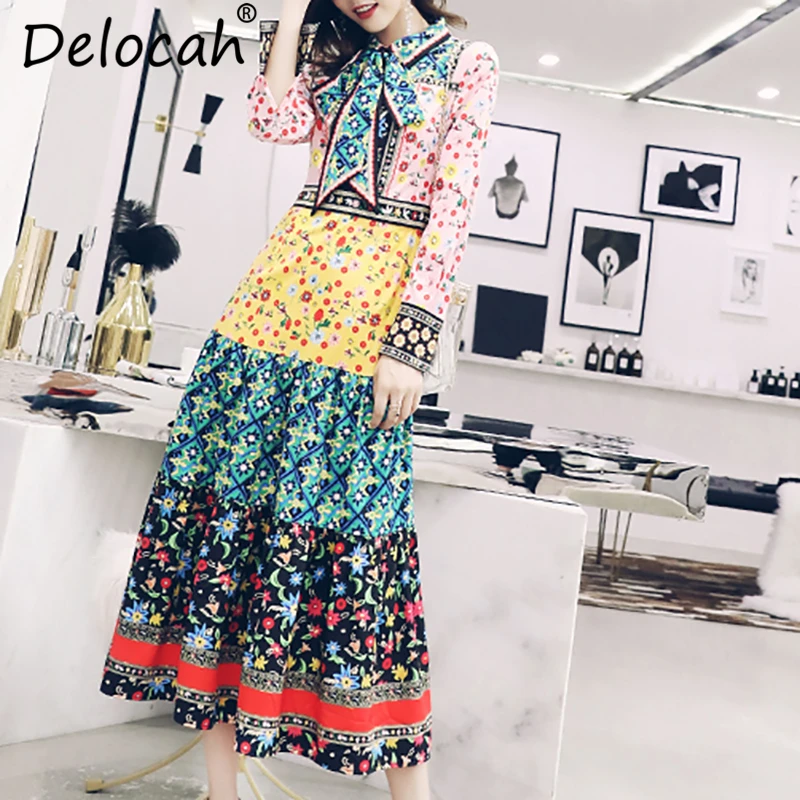 Delocah Autumn Women Dress Runway Fashion Designer Long Sleeve Gorgeous Bow Flower Printed Vintage Slim Mid-Calf Lady Dress
Delocah Autumn Women Dress Runway Fashion Designer Long Sleeve Gorgeous Bow Flower Printed Vintage Slim Mid-Calf Lady Dress
