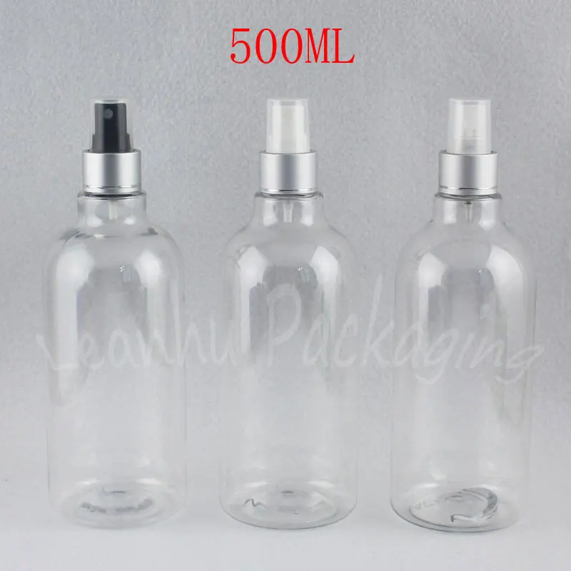 500ML Transparent Plastic Bottle With Silver Spray Pump 500CC Toner / Water Sub-bottling Empty Cosmetic Container | Красота и