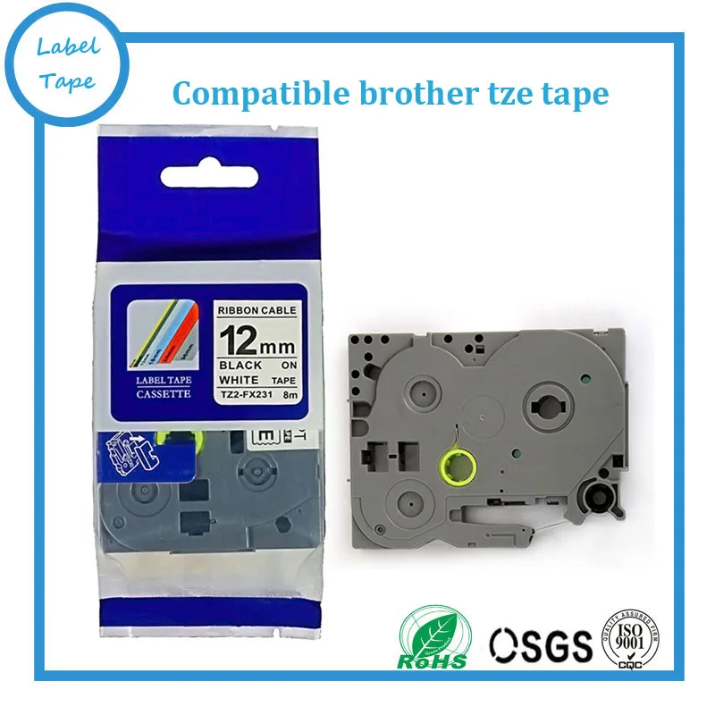 Compatible laminated tze flexible tapes tze-fx231 12mm Black on White tz-fx231 tz fx231
Compatible laminated tze flexible tapes tze-fx231 12mm Black on White tz-fx231 tz fx231