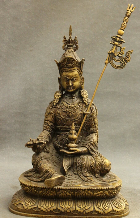 12" Tibet Bronze Buddhism Vajra Lotus Padmasambhava Guru Rinpoche Buddha Statue
12" Tibet Bronze Buddhism Vajra Lotus Padmasambhava Guru Rinpoche Buddha Statue