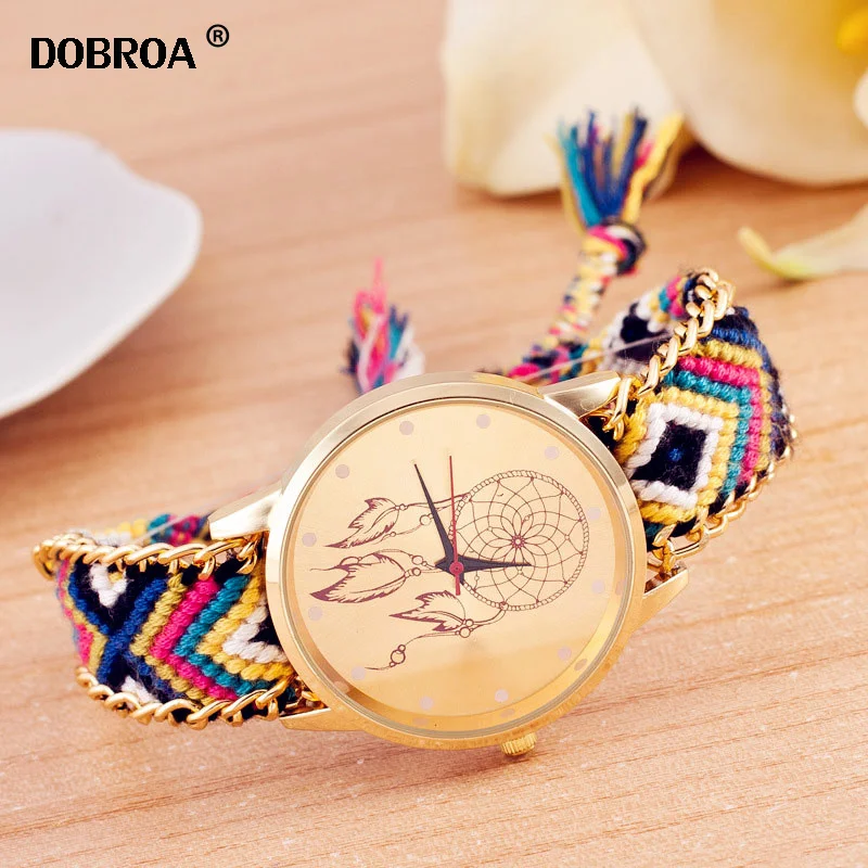 DOBROA Montre Femme часы женские стильные газ DIY ручная вязка трикотажная шерсть цепь